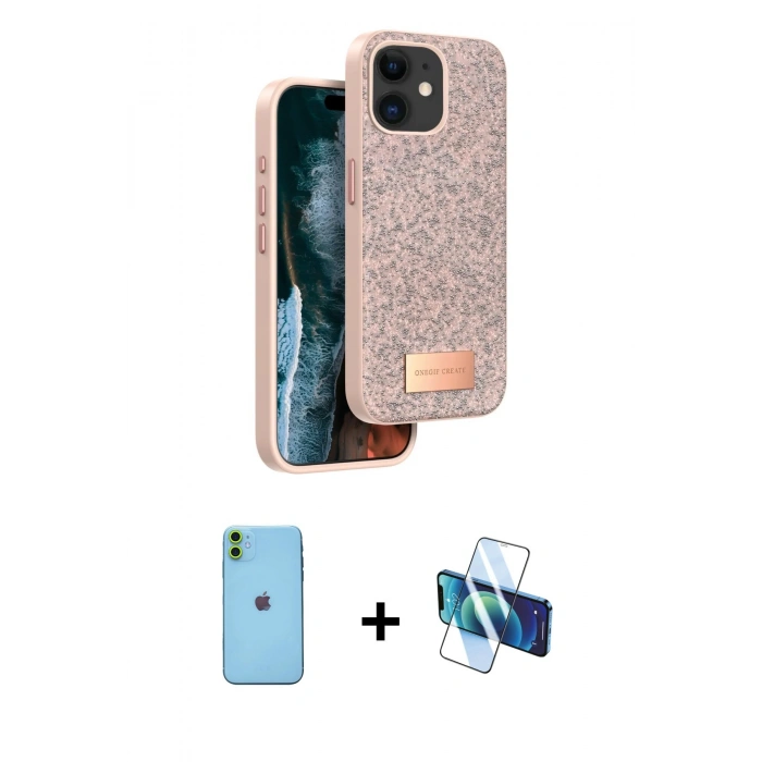 MARSİLYAN™- iPhone 11 Kılıf Vadi Klasik Serisi - Siyah 3D Antistatik Seramik Nano Ekran Koruyucu + Neon Fosforlu Kamera Lens - YL