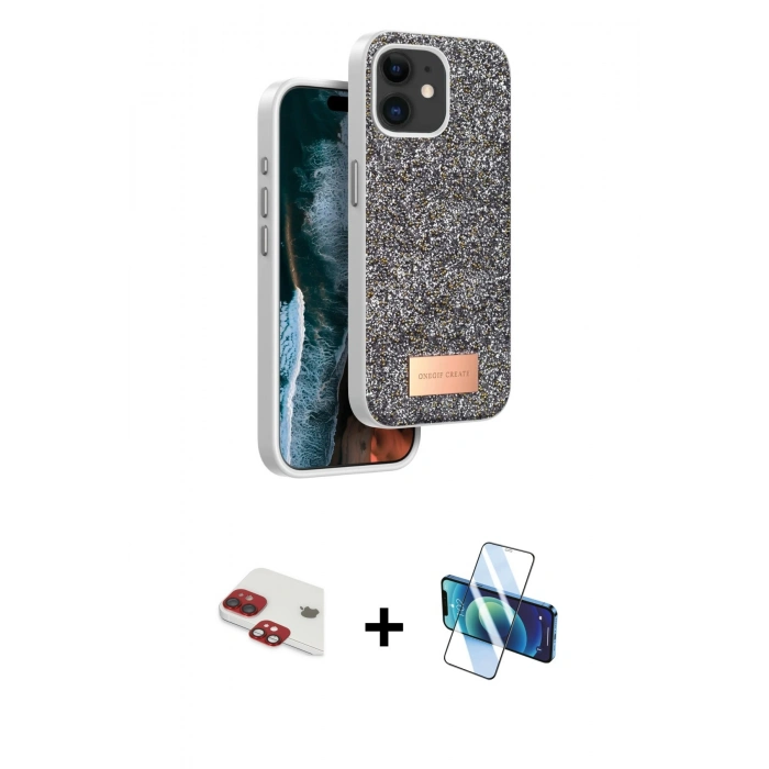 MARSİLYAN™- iPhone 11 Kılıf Vadi Klasik Serisi - Siyah 3D Antistatik Seramik Nano Ekran Koruyucu + Pers Alüminyum Kamera Lens - KI