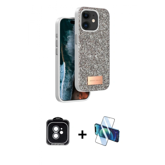 MARSİLYAN™- iPhone 11 Kılıf Vadi Klasik Serisi - Siyah 3D Antistatik Seramik Nano Ekran Koruyucu + PVD Metal Kamera Lens - YL