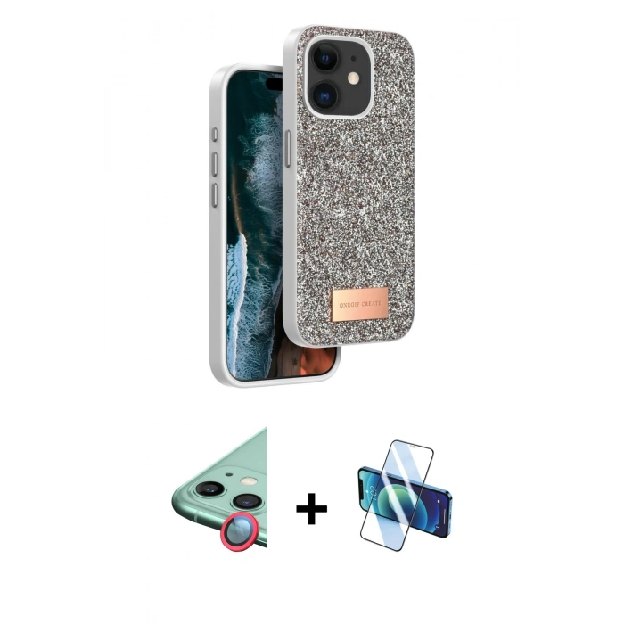MARSİLYAN™- iPhone 11 Kılıf Vadi Klasik Serisi - Siyah 3D Antistatik Seramik Nano Ekran Koruyucu + Raze Metal Kamera Lens - KI
