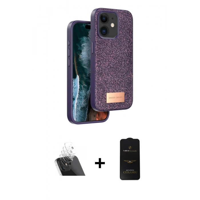 MARSİLYAN™- iPhone 11 Kılıf Vadi Klasik Serisi - Siyah 6D Antistatik Mat Seramik Hayalet Nano Ekran Koruyucu + Kamera Lens Koruma Cam - SF