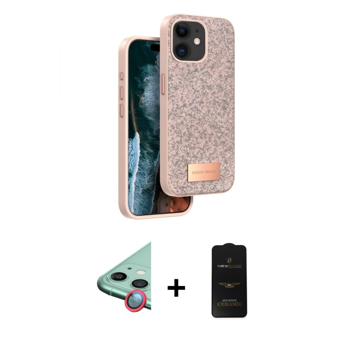 MARSİLYAN™- iPhone 11 Kılıf Vadi Klasik Serisi - Siyah 6D Antistatik Mat Seramik Hayalet Nano Ekran Koruyucu + Raze Metal Kamera Lens - KI