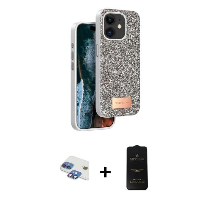 MARSİLYAN™- iPhone 11 Kılıf Vadi Klasik Serisi - Siyah 6D Antistatik Mat Seramik Hayalet Nano Ekran Koruyucu + Pers Alüminyum Kamera Lens - GI