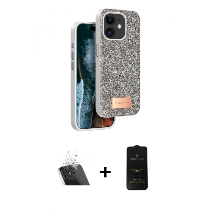MARSİLYAN™- iPhone 11 Kılıf Vadi Klasik Serisi - Siyah 6D Antistatik Mat Seramik Hayalet Nano Ekran Koruyucu + Kamera Lens Koruma Cam - SF