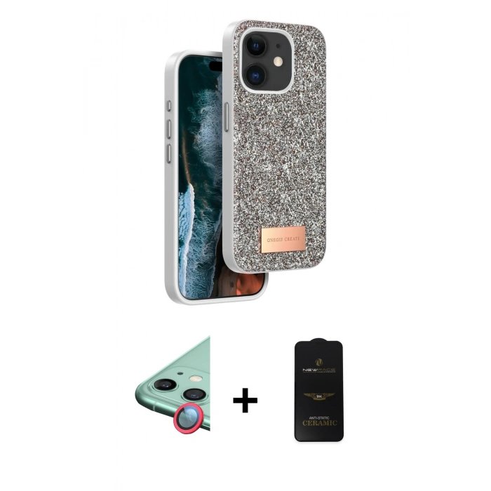 MARSİLYAN™- iPhone 11 Kılıf Vadi Klasik Serisi - Siyah 6D Antistatik Mat Seramik Hayalet Nano Ekran Koruyucu + Raze Metal Kamera Lens - KI
