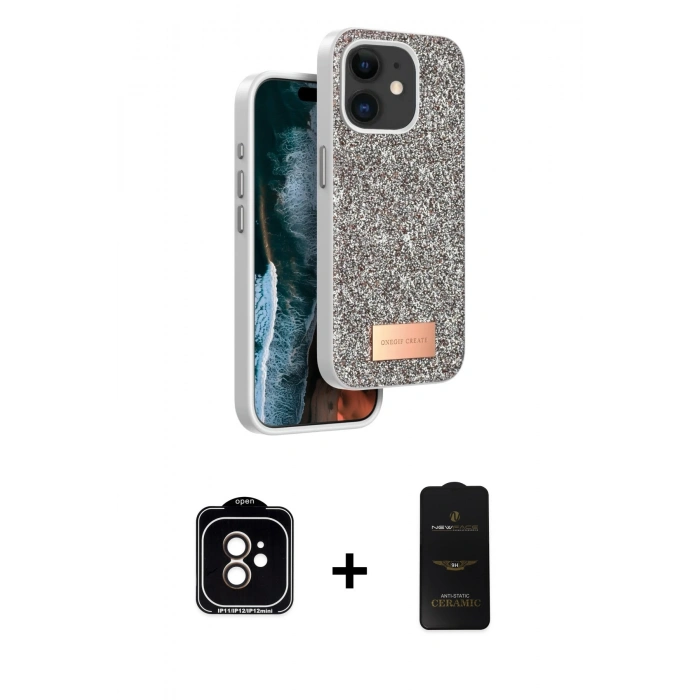 MARSİLYAN™- iPhone 11 Kılıf Vadi Klasik Serisi - Siyah 6D Antistatik Mat Seramik Hayalet Nano Ekran Koruyucu + PVD Metal Kamera Lens - TU