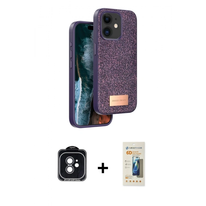 MARSİLYAN™- iPhone 11 Kılıf Vadi Klasik Serisi - Siyah 6D Mat Seramik Hayalet Nano Ekran Koruyucu + PVD Metal Kamera Lens - SH
