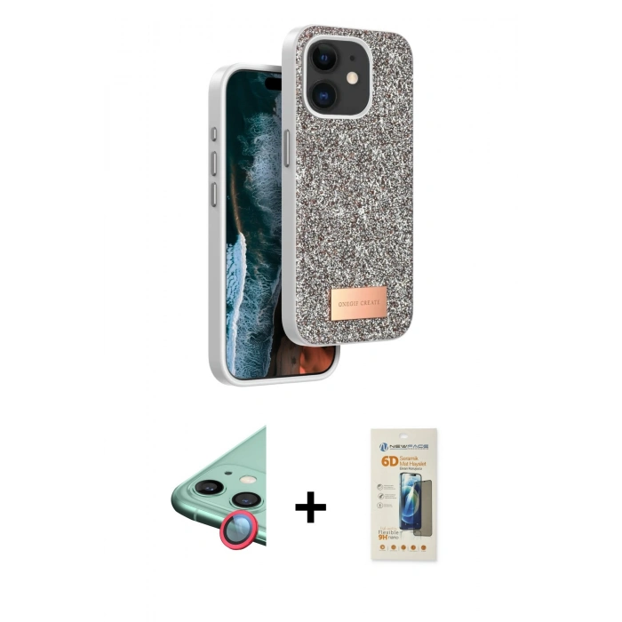MARSİLYAN™- iPhone 11 Kılıf Vadi Klasik Serisi - Siyah 6D Mat Seramik Hayalet Nano Ekran Koruyucu + Raze Metal Kamera Lens - KI