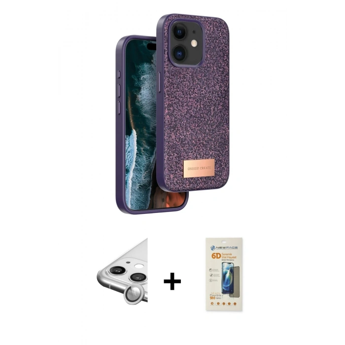 MARSİLYAN™- iPhone 11 Kılıf Vadi Klasik Serisi - Siyah 6D Mat Seramik Hayalet Nano Ekran Koruyucu + Raze Metal Kamera Lens - GS