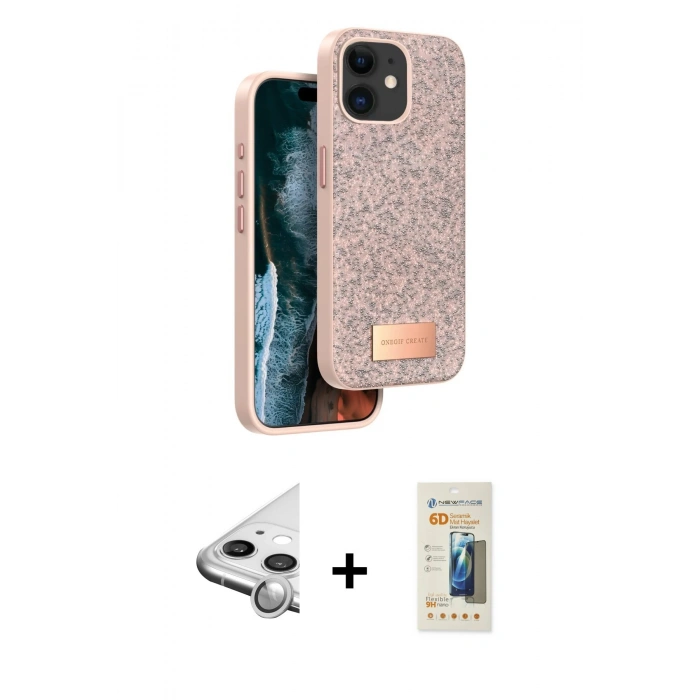 MARSİLYAN™- iPhone 11 Kılıf Vadi Klasik Serisi - Siyah 6D Mat Seramik Hayalet Nano Ekran Koruyucu + Raze Metal Kamera Lens - GS
