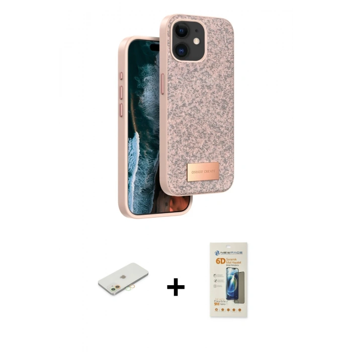 MARSİLYAN™- iPhone 11 Kılıf Vadi Klasik Serisi - Siyah 6D Mat Seramik Hayalet Nano Ekran Koruyucu + Renkli Kamera Lens Koruma Cam - TU