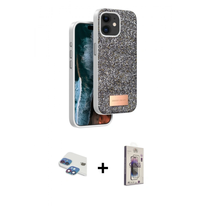 MARSİLYAN™- iPhone 11 Kılıf Vadi Klasik Serisi - Siyah Bilvis 3D Cam Ekran Koruyucu + Pers Alüminyum Kamera Lens - GI