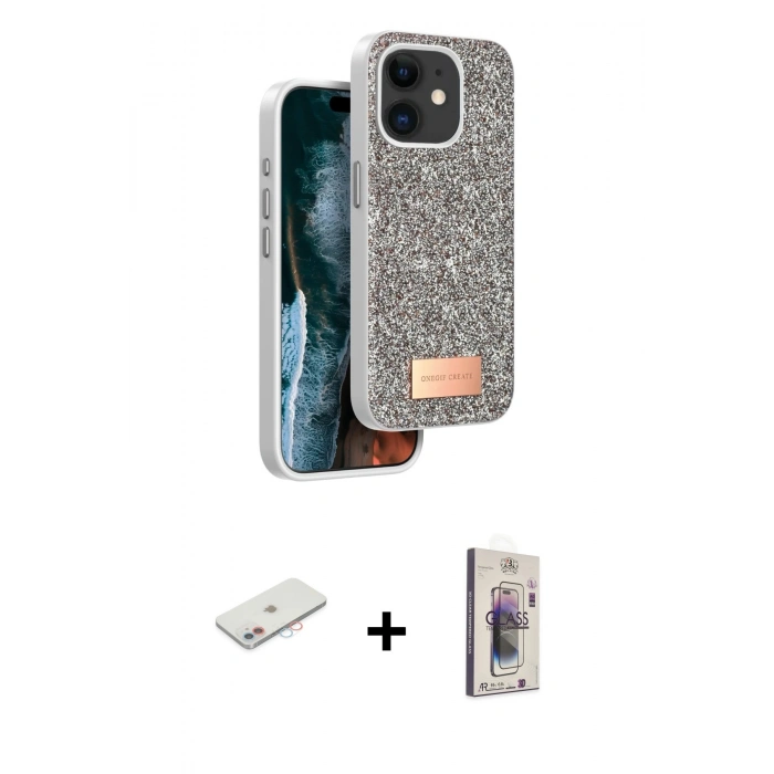 MARSİLYAN™- iPhone 11 Kılıf Vadi Klasik Serisi - Siyah Bilvis 3D Cam Ekran Koruyucu + Renkli Kamera Lens Koruma Cam - PE