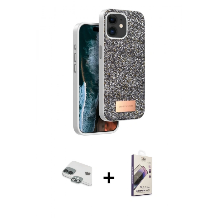 MARSİLYAN™- iPhone 11 Kılıf Vadi Klasik Serisi - Siyah Bilvis 3D Mat Cam Ekran Koruyucu + Pers Alüminyum Kamera Lens - YL