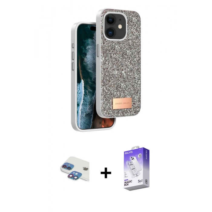 MARSİLYAN™- iPhone 11 Kılıf Vadi Klasik Serisi - Siyah Bilvis 5in1 3D Magic Cam Ekran Koruyucu + Pers Alüminyum Kamera Lens - GI