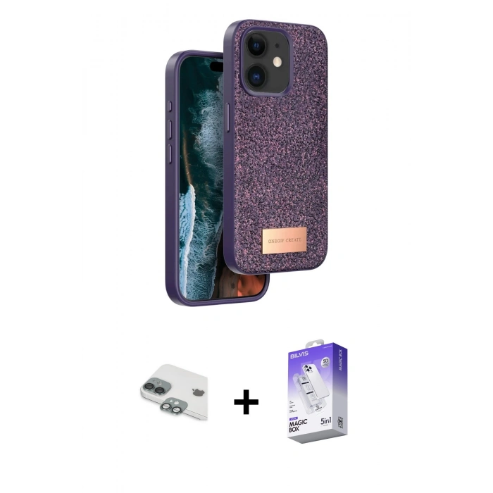 MARSİLYAN™- iPhone 11 Kılıf Vadi Klasik Serisi - Siyah Bilvis 5in1 3D Magic Cam Ekran Koruyucu + Pers Alüminyum Kamera Lens - YL