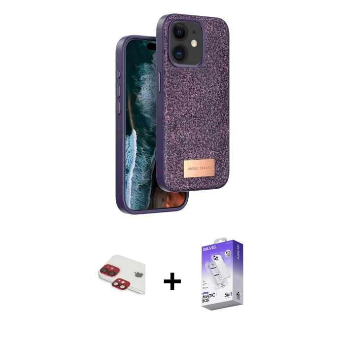 MARSİLYAN™- iPhone 11 Kılıf Vadi Klasik Serisi - Siyah Bilvis 5in1 3D Magic Cam Ekran Koruyucu + Pers Alüminyum Kamera Lens - KI
