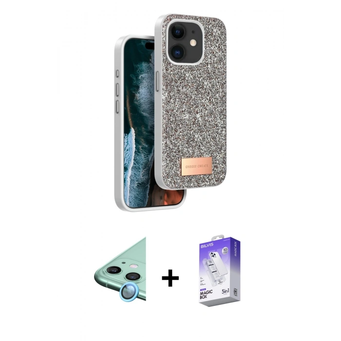 MARSİLYAN™- iPhone 11 Kılıf Vadi Klasik Serisi - Siyah Bilvis 5in1 3D Magic Cam Ekran Koruyucu + Raze Metal Kamera Lens - MI