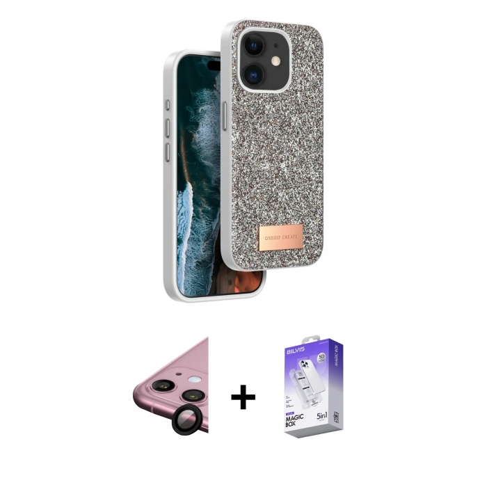 MARSİLYAN™- iPhone 11 Kılıf Vadi Klasik Serisi - Siyah Bilvis 5in1 3D Magic Cam Ekran Koruyucu + Raze Metal Kamera Lens - SH