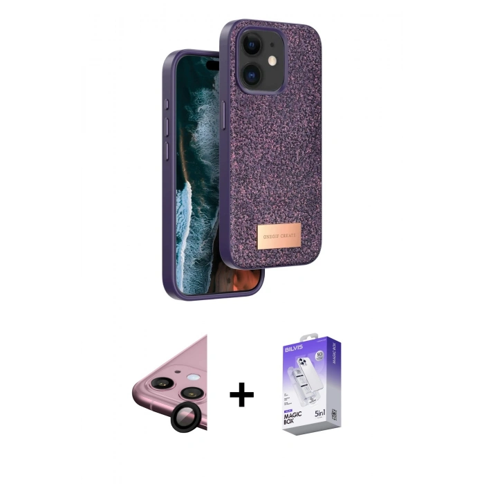 MARSİLYAN™- iPhone 11 Kılıf Vadi Klasik Serisi - Siyah Bilvis 5in1 3D Magic Cam Ekran Koruyucu + Raze Metal Kamera Lens - SH