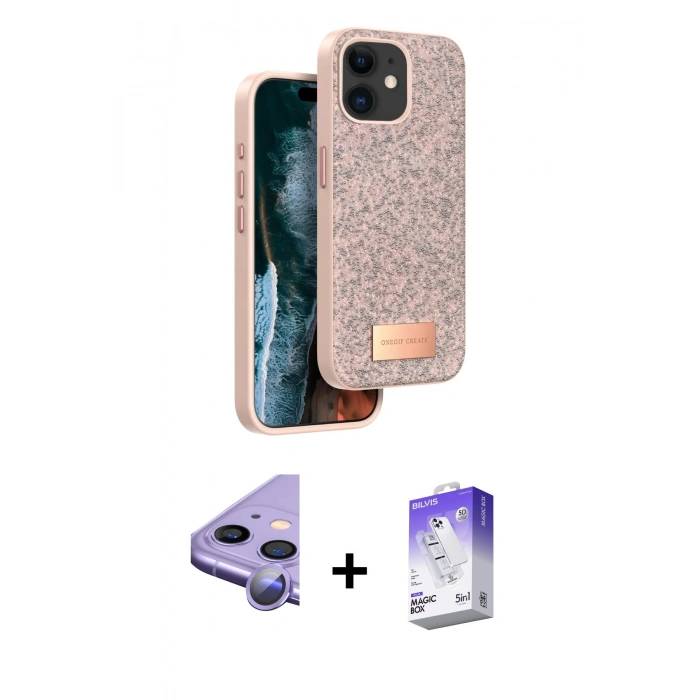 MARSİLYAN™- iPhone 11 Kılıf Vadi Klasik Serisi - Siyah Bilvis 5in1 3D Magic Cam Ekran Koruyucu + Raze Metal Kamera Lens - MR