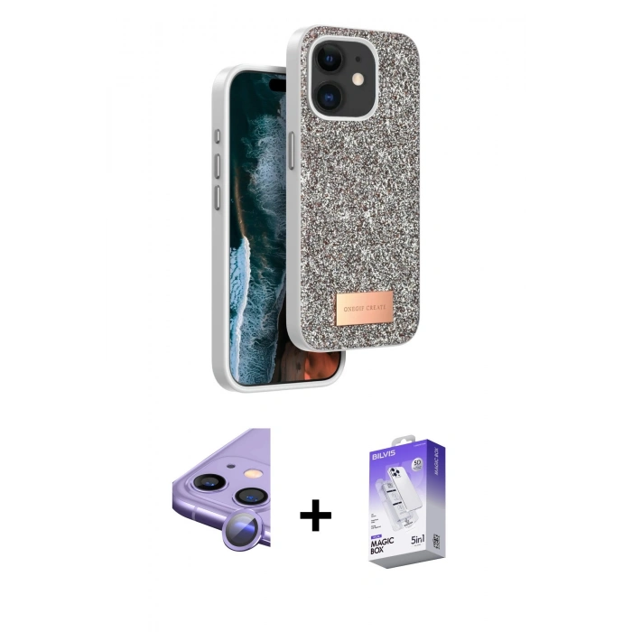 MARSİLYAN™- iPhone 11 Kılıf Vadi Klasik Serisi - Siyah Bilvis 5in1 3D Magic Cam Ekran Koruyucu + Raze Metal Kamera Lens - MR