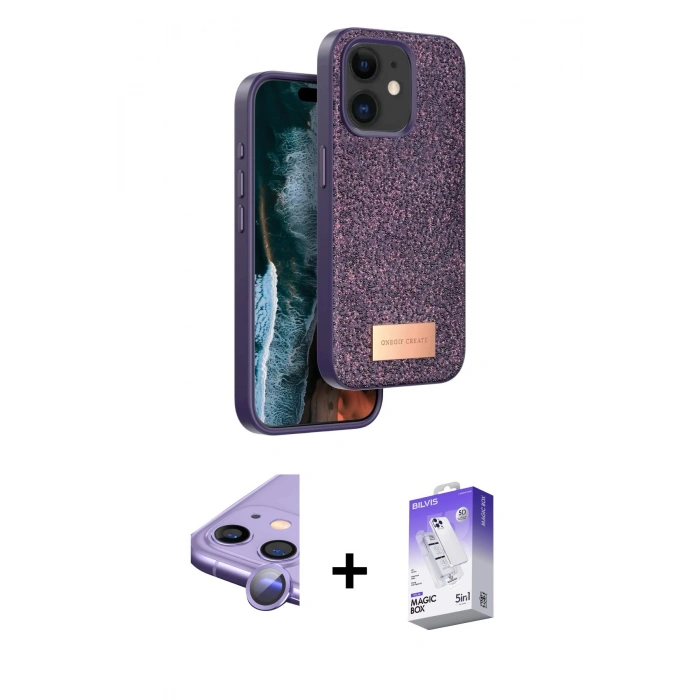 MARSİLYAN™- iPhone 11 Kılıf Vadi Klasik Serisi - Siyah Bilvis 5in1 3D Magic Cam Ekran Koruyucu + Raze Metal Kamera Lens - MR