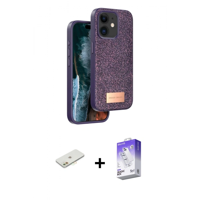 MARSİLYAN™- iPhone 11 Kılıf Vadi Klasik Serisi - Siyah Bilvis 5in1 3D Magic Cam Ekran Koruyucu + Renkli Kamera Lens Koruma Cam - TU