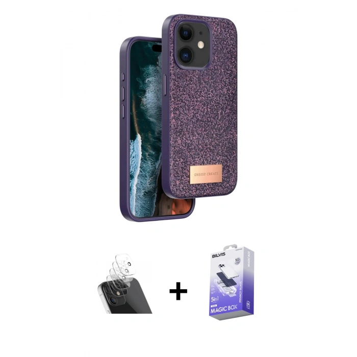 MARSİLYAN™- iPhone 11 Kılıf Vadi Klasik Serisi - Siyah Bilvis 5in1 5D Magic Hayalet Cam Ekran Koruyucu + Kamera Lens Koruma Cam - SF