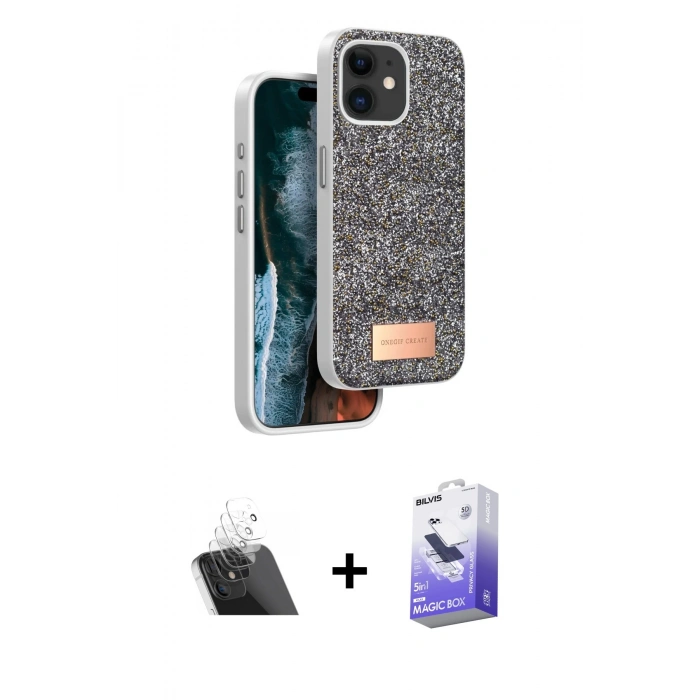 MARSİLYAN™- iPhone 11 Kılıf Vadi Klasik Serisi - Siyah Bilvis 5in1 5D Magic Hayalet Cam Ekran Koruyucu + Kamera Lens Koruma Cam - SF