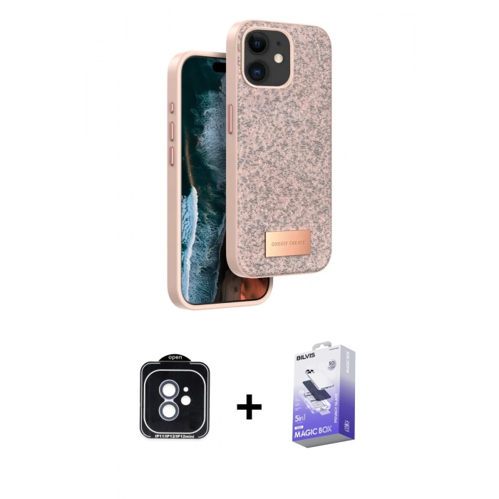 MARSİLYAN™- iPhone 11 Kılıf Vadi Klasik Serisi - Siyah Bilvis 5in1 5D Magic Hayalet Cam Ekran Koruyucu + PVD Metal Kamera Lens - MI