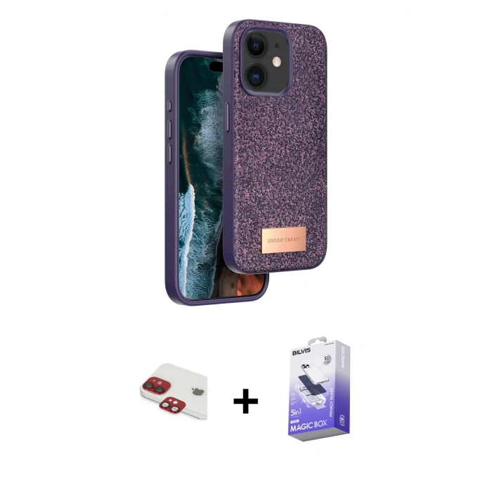 MARSİLYAN™- iPhone 11 Kılıf Vadi Klasik Serisi - Siyah Bilvis 5in1 5D Magic Hayalet Cam Ekran Koruyucu + Pers Alüminyum Kamera Lens - KI