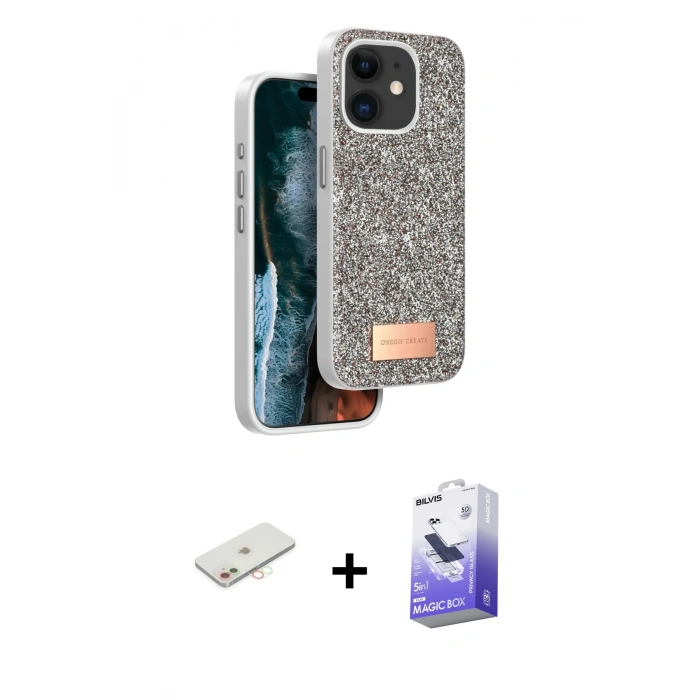 MARSİLYAN™- iPhone 11 Kılıf Vadi Klasik Serisi - Siyah Bilvis 5in1 5D Magic Hayalet Cam Ekran Koruyucu + Renkli Kamera Lens Koruma Cam - YL