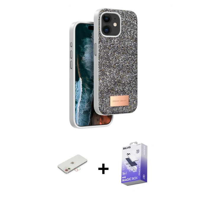 MARSİLYAN™- iPhone 11 Kılıf Vadi Klasik Serisi - Siyah Bilvis 5in1 5D Magic Hayalet Cam Ekran Koruyucu + Renkli Kamera Lens Koruma Cam - YL