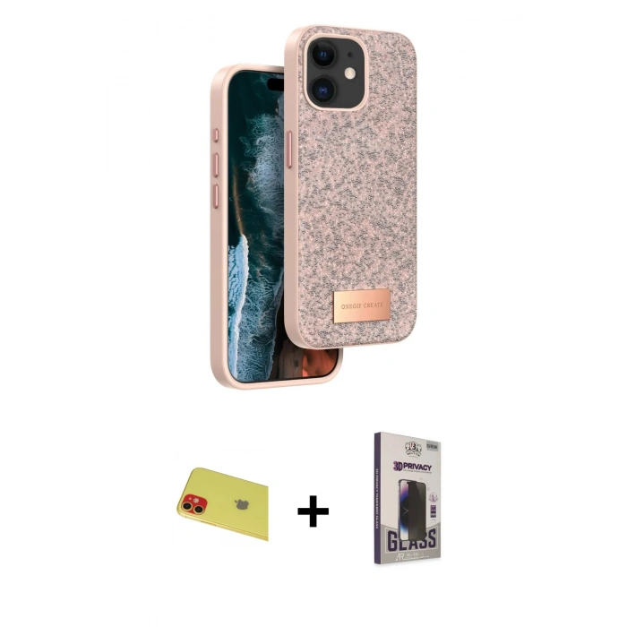 MARSİLYAN™- iPhone 11 Kılıf Vadi Klasik Serisi - Siyah Bilvis Hayalet Cam Ekran Koruyucu + Rainbow Kamera Lens Koruma Cam - KI