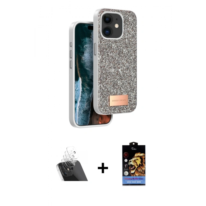 MARSİLYAN™- iPhone 11 Kılıf Vadi Klasik Serisi - Siyah Buffer Hayalet Cam Ekran Koruyucu + Kamera Lens Koruma Cam - SF