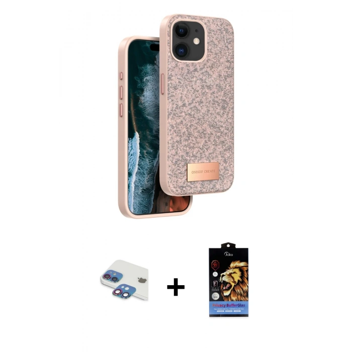 MARSİLYAN™- iPhone 11 Kılıf Vadi Klasik Serisi - Siyah Buffer Hayalet Cam Ekran Koruyucu + Pers Alüminyum Kamera Lens - GI