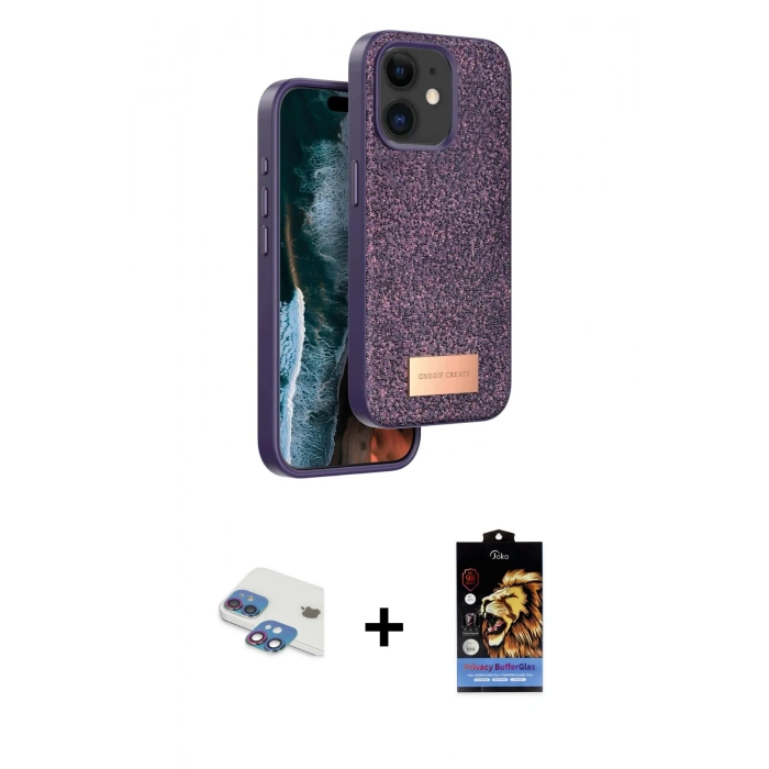 MARSİLYAN™- iPhone 11 Kılıf Vadi Klasik Serisi - Siyah Buffer Hayalet Cam Ekran Koruyucu + Pers Alüminyum Kamera Lens - GI