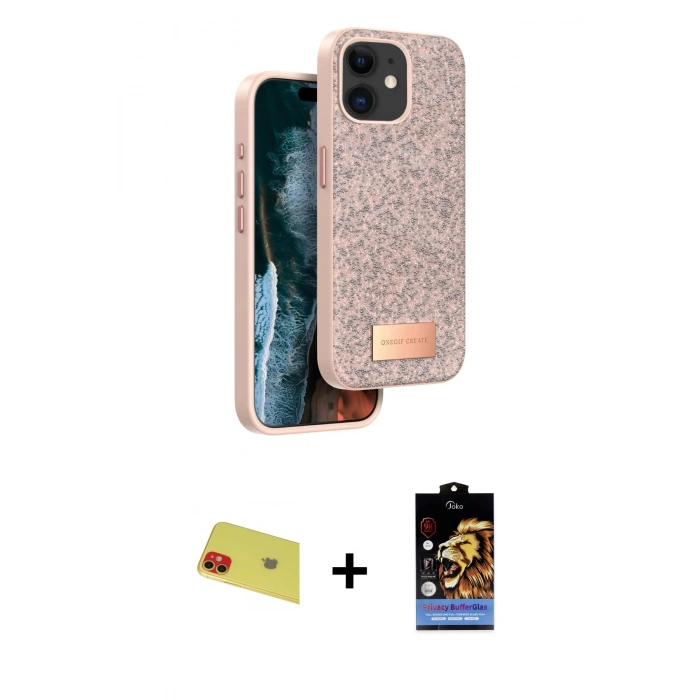 MARSİLYAN™- iPhone 11 Kılıf Vadi Klasik Serisi - Siyah Buffer Hayalet Cam Ekran Koruyucu + Rainbow Kamera Lens Koruma Cam - KI