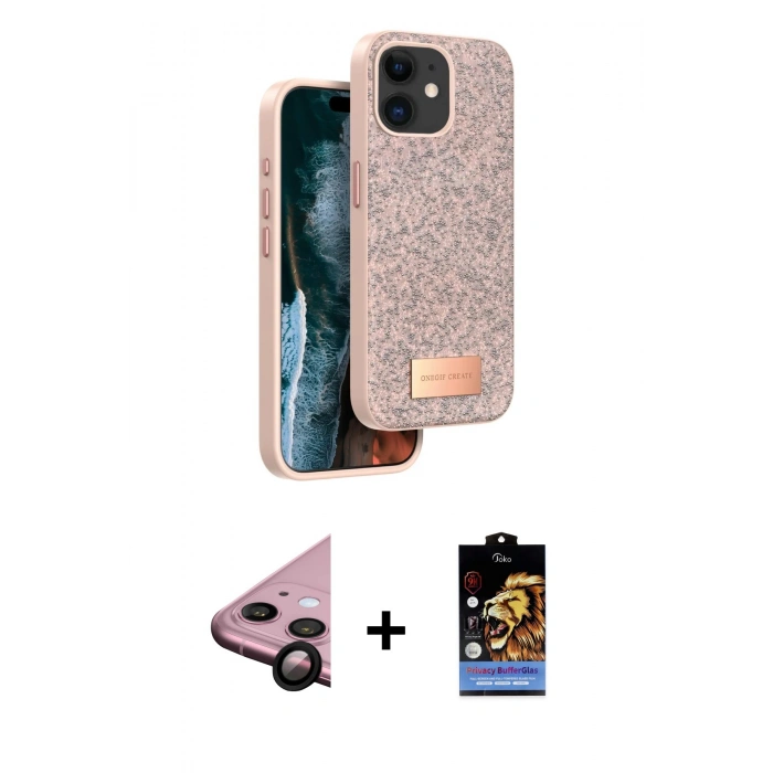 MARSİLYAN™- iPhone 11 Kılıf Vadi Klasik Serisi - Siyah Buffer Hayalet Cam Ekran Koruyucu + Raze Metal Kamera Lens - SH