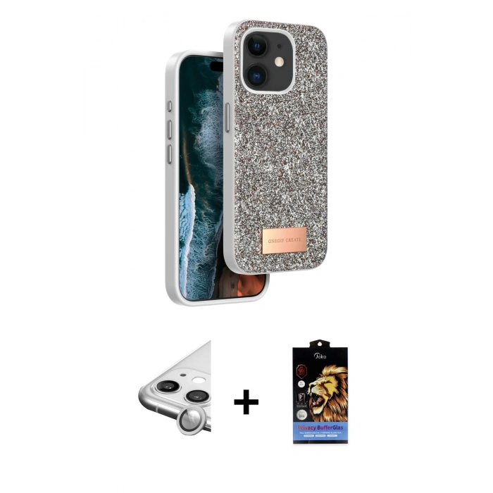 MARSİLYAN™- iPhone 11 Kılıf Vadi Klasik Serisi - Siyah Buffer Hayalet Cam Ekran Koruyucu + Raze Metal Kamera Lens - GS