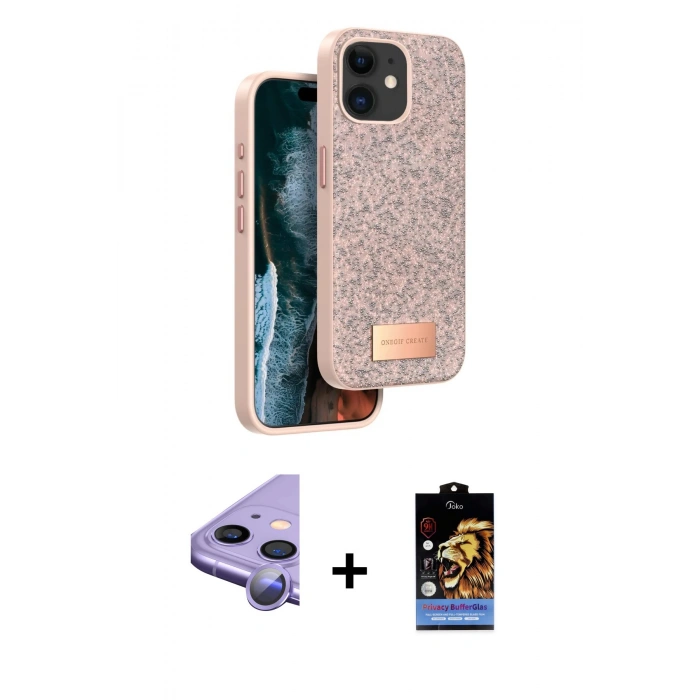 MARSİLYAN™- iPhone 11 Kılıf Vadi Klasik Serisi - Siyah Buffer Hayalet Cam Ekran Koruyucu + Raze Metal Kamera Lens - MR