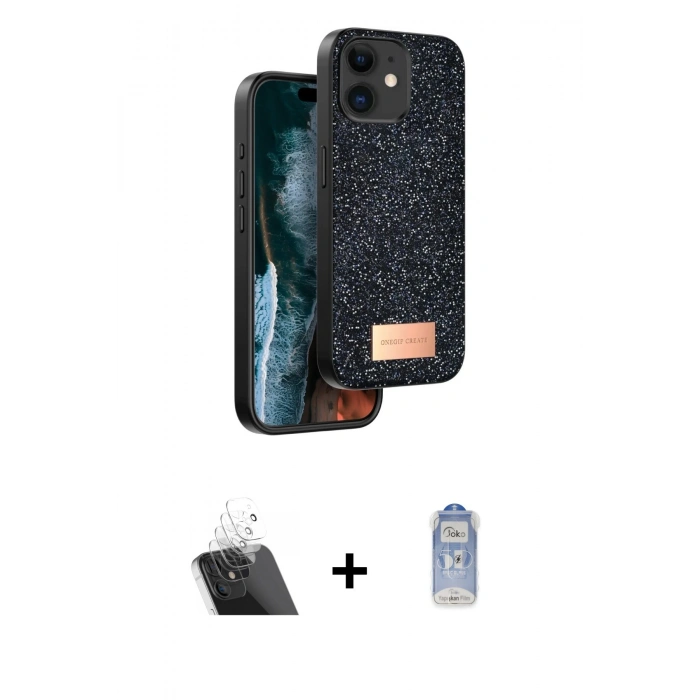 MARSİLYAN™- iPhone 11 Kılıf Vadi Klasik Serisi - Siyah Joko Magic 5D Cam + Kamera Lens Koruma Cam - SF