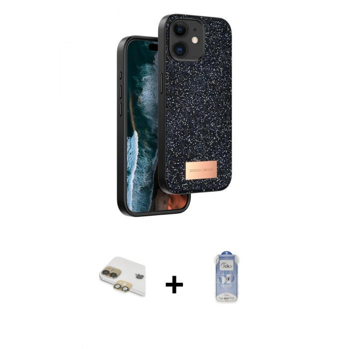 MARSİLYAN™- iPhone 11 Kılıf Vadi Klasik Serisi - Siyah Joko Magic 5D Cam + Pers Alüminyum Kamera Lens - GD