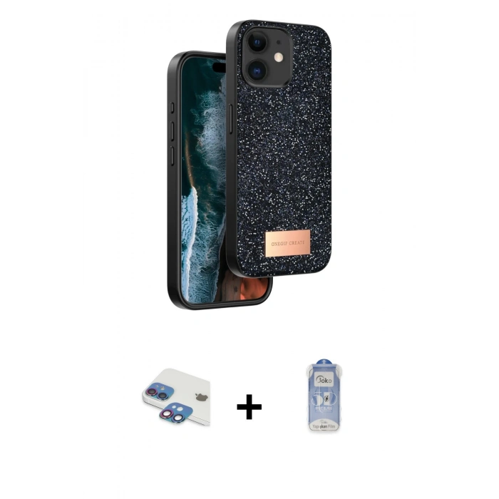 MARSİLYAN™- iPhone 11 Kılıf Vadi Klasik Serisi - Siyah Joko Magic 5D Cam + Pers Alüminyum Kamera Lens - GI