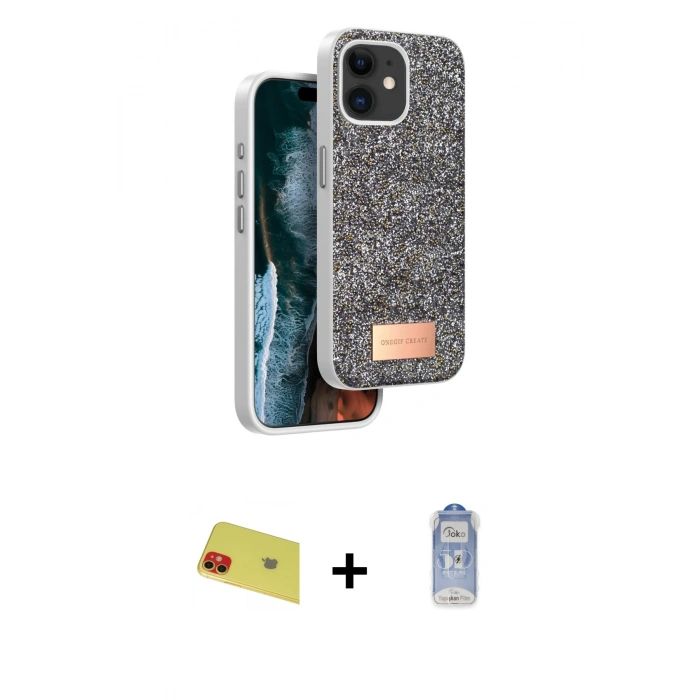 MARSİLYAN™- iPhone 11 Kılıf Vadi Klasik Serisi - Siyah Joko Magic 5D Cam + Rainbow Kamera Lens Koruma Cam - KI