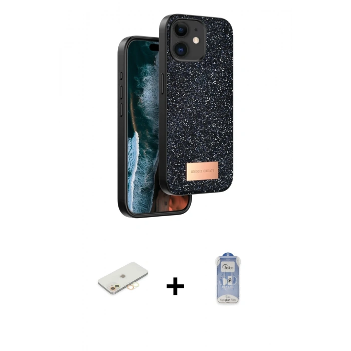 MARSİLYAN™- iPhone 11 Kılıf Vadi Klasik Serisi - Siyah Joko Magic 5D Cam + Renkli Kamera Lens Koruma Cam - SI
