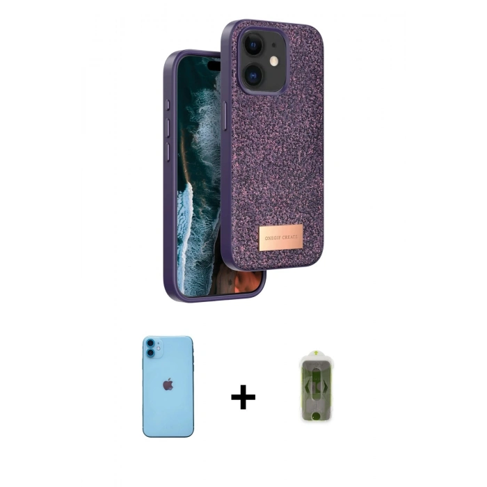 MARSİLYAN™- iPhone 11 Kılıf Vadi Klasik Serisi - Siyah Joko Magic 5D Hayalet Cam + Neon Fosforlu Kamera Lens - MI