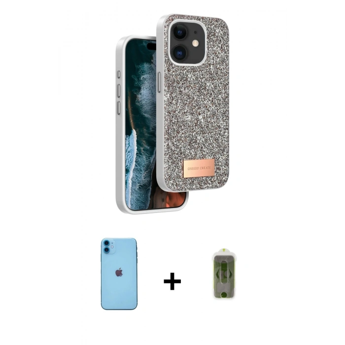 MARSİLYAN™- iPhone 11 Kılıf Vadi Klasik Serisi - Siyah Joko Magic 5D Hayalet Cam + Neon Fosforlu Kamera Lens - MI