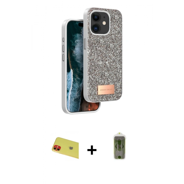 MARSİLYAN™- iPhone 11 Kılıf Vadi Klasik Serisi - Siyah Joko Magic 5D Hayalet Cam + Rainbow Kamera Lens Koruma Cam - KI